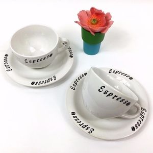 Espresso Coffee Cups Latte Cappuccino Set of Two